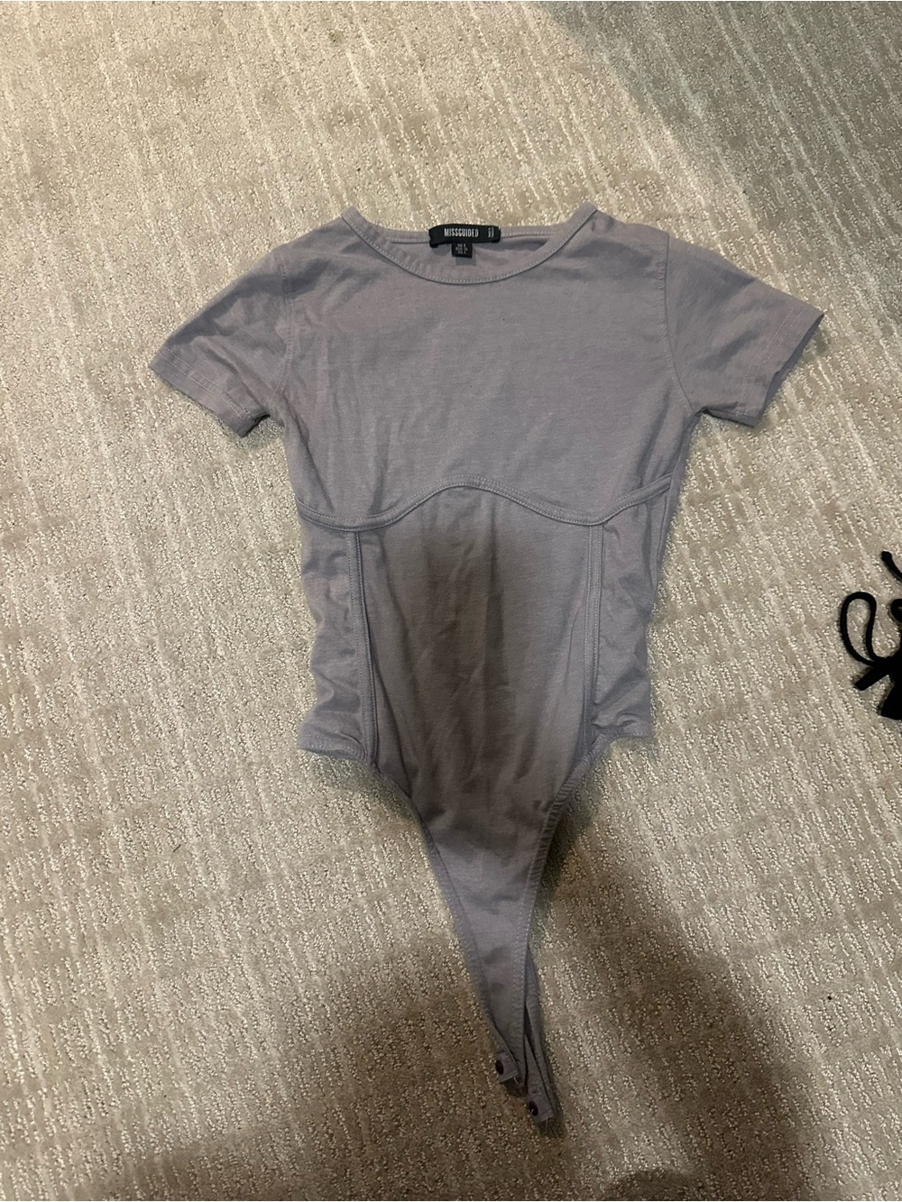 Missguided Gray Short Sleeve Bodysuit